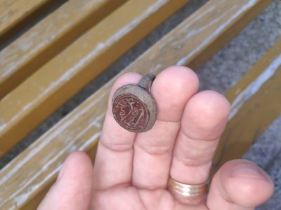 inel otoman bronz cu piatra